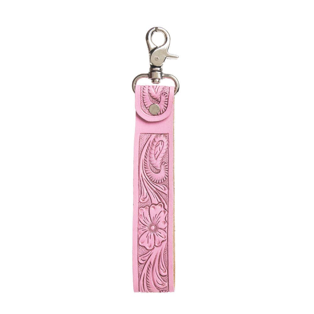 Nyckelring i läder - rosa
